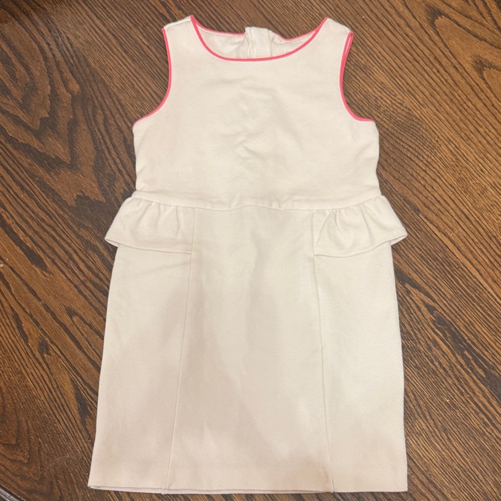 Janie and Jack Cream Sleeveless Dress with Pink Trim